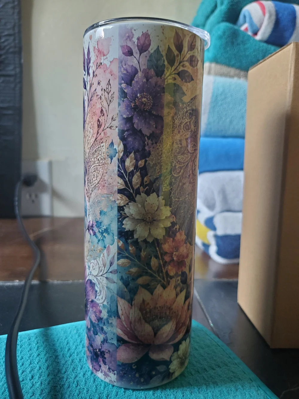Elephant Stainless Travel Tumbler - Purple & Teal